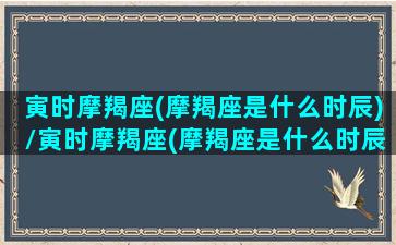 寅时摩羯座(摩羯座是什么时辰)/寅时摩羯座(摩羯座是什么时辰)-我的网站