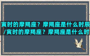 寅时的摩羯座？摩羯座是什么时辰/寅时的摩羯座？摩羯座是什么时辰-我的网站