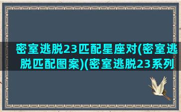 密室逃脱23匹配星座对(密室逃脱匹配图案)(密室逃脱23系列)