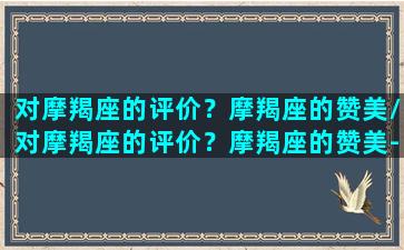 对摩羯座的评价？摩羯座的赞美/对摩羯座的评价？摩羯座的赞美-我的网站