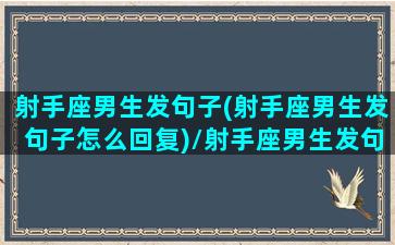 射手座男生发句子(射手座男生发句子怎么回复)/射手座男生发句子(射手座男生发句子怎么回复)-我的网站