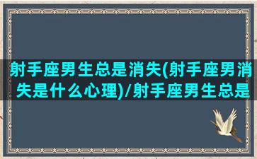 射手座男生总是消失(射手座男消失是什么心理)/射手座男生总是消失(射手座男消失是什么心理)-我的网站