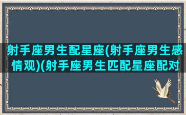 射手座男生配星座(射手座男生感情观)(射手座男生匹配星座配对)