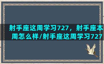 射手座这周学习727，射手座本周怎么样/射手座这周学习727，射手座本周怎么样-我的网站