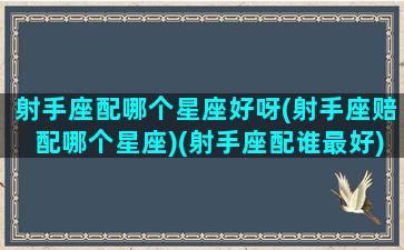 射手座配哪个星座好呀(射手座赔配哪个星座)(射手座配谁最好)