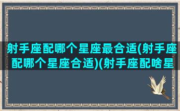 射手座配哪个星座最合适(射手座配哪个星座合适)(射手座配啥星座最好)