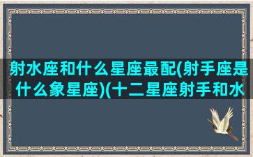 射水座和什么星座最配(射手座是什么象星座)(十二星座射手和水瓶在一起会怎样)