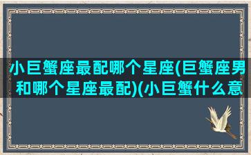 小巨蟹座最配哪个星座(巨蟹座男和哪个星座最配)(小巨蟹什么意思)