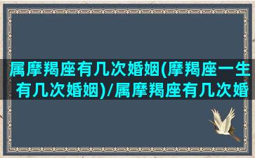 属摩羯座有几次婚姻(摩羯座一生有几次婚姻)/属摩羯座有几次婚姻(摩羯座一生有几次婚姻)-我的网站