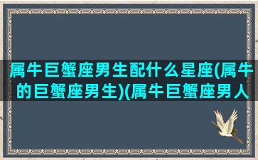 属牛巨蟹座男生配什么星座(属牛的巨蟹座男生)(属牛巨蟹座男人的婚姻)