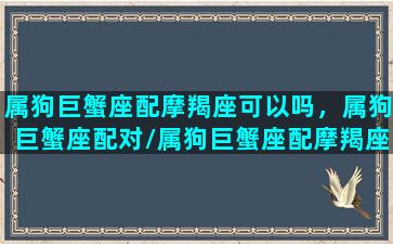 属狗巨蟹座配摩羯座可以吗，属狗巨蟹座配对/属狗巨蟹座配摩羯座可以吗，属狗巨蟹座配对-我的网站