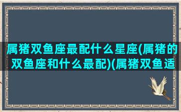 属猪双鱼座最配什么星座(属猪的双鱼座和什么最配)(属猪双鱼适合做什么)