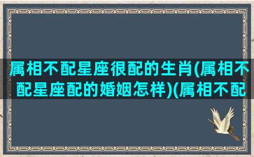 属相不配星座很配的生肖(属相不配星座配的婚姻怎样)(属相不配对)