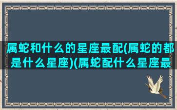 属蛇和什么的星座最配(属蛇的都是什么星座)(属蛇配什么星座最好)