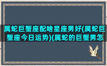 属蛇巨蟹座配啥星座男好(属蛇巨蟹座今日运势)(属蛇的巨蟹男怎么样)