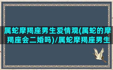 属蛇摩羯座男生爱情观(属蛇的摩羯座会二婚吗)/属蛇摩羯座男生爱情观(属蛇的摩羯座会二婚吗)-我的网站