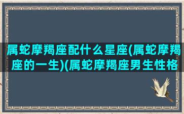 属蛇摩羯座配什么星座(属蛇摩羯座的一生)(属蛇摩羯座男生性格特点的)