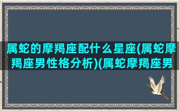 属蛇的摩羯座配什么星座(属蛇摩羯座男性格分析)(属蛇摩羯座男生性格特点的)