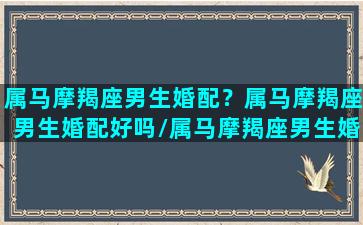 属马摩羯座男生婚配？属马摩羯座男生婚配好吗/属马摩羯座男生婚配？属马摩羯座男生婚配好吗-我的网站