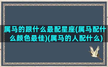 属马的跟什么最配星座(属马配什么颜色最佳)(属马的人配什么)