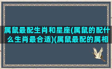 属鼠最配生肖和星座(属鼠的配什么生肖最合适)(属鼠最配的属相)