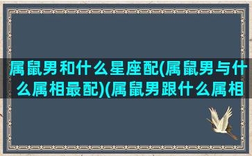 属鼠男和什么星座配(属鼠男与什么属相最配)(属鼠男跟什么属相最配)