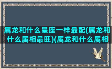 属龙和什么星座一样最配(属龙和什么属相最旺)(属龙和什么属相最合得来)