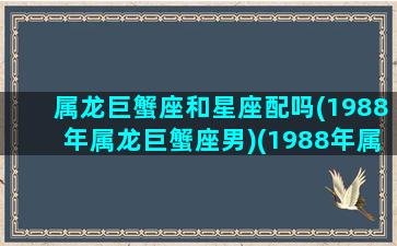 属龙巨蟹座和星座配吗(1988年属龙巨蟹座男)(1988年属龙巨蟹座男爱情观)