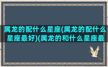 属龙的配什么星座(属龙的配什么星座最好)(属龙的和什么星座最配)