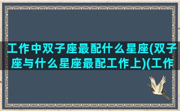 工作中双子座最配什么星座(双子座与什么星座最配工作上)(工作中的双子座)