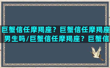 巨蟹信任摩羯座？巨蟹信任摩羯座男生吗/巨蟹信任摩羯座？巨蟹信任摩羯座男生吗-我的网站