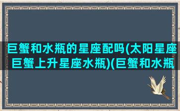 巨蟹和水瓶的星座配吗(太阳星座巨蟹上升星座水瓶)(巨蟹和水瓶座匹配程度是多少)