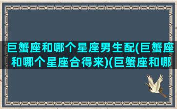 巨蟹座和哪个星座男生配(巨蟹座和哪个星座合得来)(巨蟹座和哪个星座配在一起财运好)