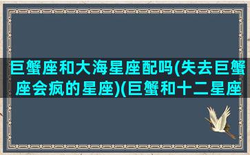 巨蟹座和大海星座配吗(失去巨蟹座会疯的星座)(巨蟹和十二星座配对)