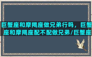 巨蟹座和摩羯座做兄弟行吗，巨蟹座和摩羯座配不配做兄弟/巨蟹座和摩羯座做兄弟行吗，巨蟹座和摩羯座配不配做兄弟-我的网站