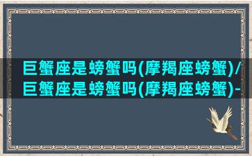 巨蟹座是螃蟹吗(摩羯座螃蟹)/巨蟹座是螃蟹吗(摩羯座螃蟹)-我的网站