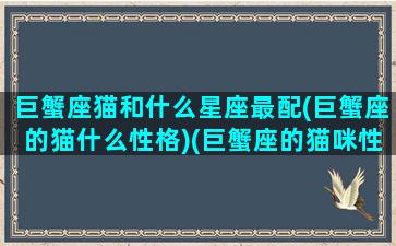 巨蟹座猫和什么星座最配(巨蟹座的猫什么性格)(巨蟹座的猫咪性格)