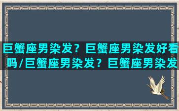 巨蟹座男染发？巨蟹座男染发好看吗/巨蟹座男染发？巨蟹座男染发好看吗-我的网站