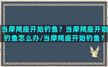 当摩羯座开始钓鱼？当摩羯座开始钓鱼怎么办/当摩羯座开始钓鱼？当摩羯座开始钓鱼怎么办-我的网站