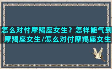 怎么对付摩羯座女生？怎样能气到摩羯座女生/怎么对付摩羯座女生？怎样能气到摩羯座女生-我的网站