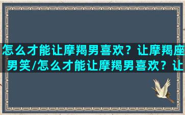 怎么才能让摩羯男喜欢？让摩羯座男笑/怎么才能让摩羯男喜欢？让摩羯座男笑-我的网站