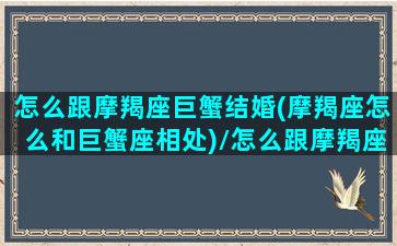 怎么跟摩羯座巨蟹结婚(摩羯座怎么和巨蟹座相处)/怎么跟摩羯座巨蟹结婚(摩羯座怎么和巨蟹座相处)-我的网站