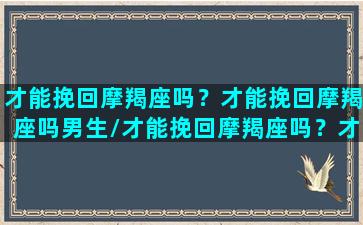 才能挽回摩羯座吗？才能挽回摩羯座吗男生/才能挽回摩羯座吗？才能挽回摩羯座吗男生-我的网站