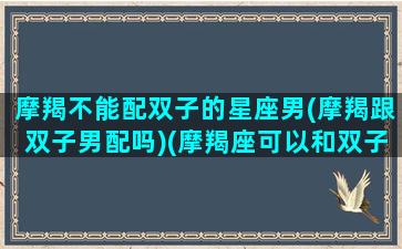 摩羯不能配双子的星座男(摩羯跟双子男配吗)(摩羯座可以和双子座做朋友吗)