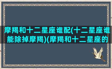 摩羯和十二星座谁配(十二星座谁能除掉摩羯)(摩羯和十二星座的关系)