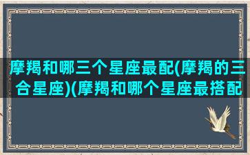 摩羯和哪三个星座最配(摩羯的三合星座)(摩羯和哪个星座最搭配)