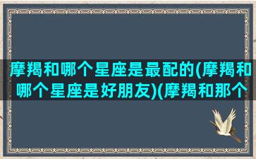 摩羯和哪个星座是最配的(摩羯和哪个星座是好朋友)(摩羯和那个星座最合适)