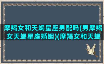 摩羯女和天蝎星座男配吗(男摩羯女天蝎星座婚姻)(摩羯女和天蝎男合适吗)