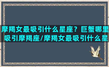 摩羯女最吸引什么星座？巨蟹哪里吸引摩羯座/摩羯女最吸引什么星座？巨蟹哪里吸引摩羯座-我的网站