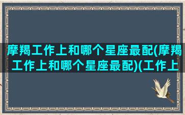 摩羯工作上和哪个星座最配(摩羯工作上和哪个星座最配)(工作上摩羯座和什么座最配)